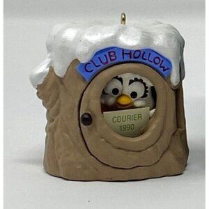 Hallmark 1990 Club Hollow Keepsake Ornament Owl In Tree Stump Christmas Figurine